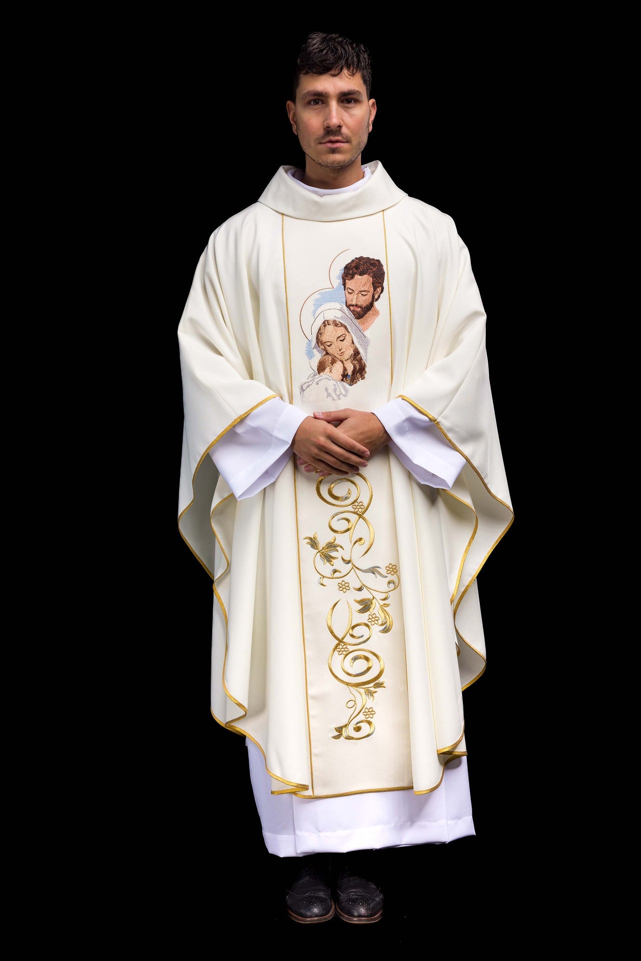 Chasuble de Noël avec l'image de la Sainte Famille