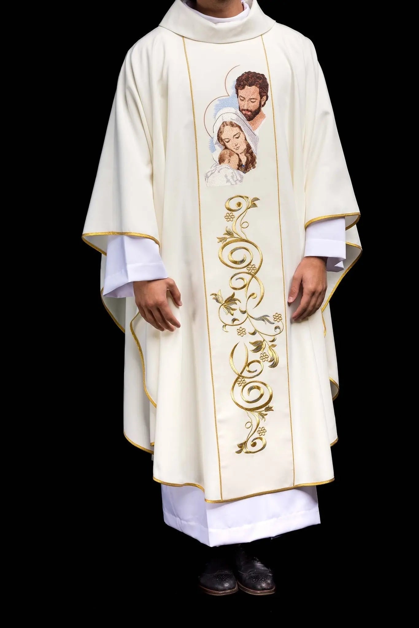 Chasuble de Noël avec l'image de la Sainte Famille