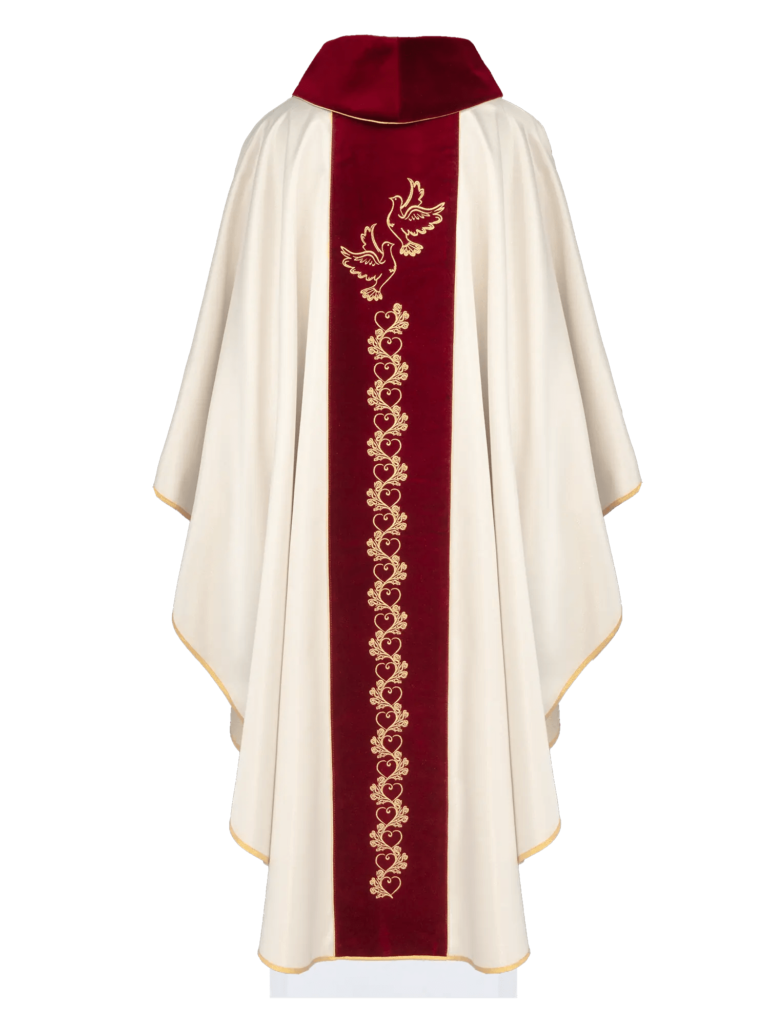 Chasuble de mariage en écru avec ceinture en velours rouge