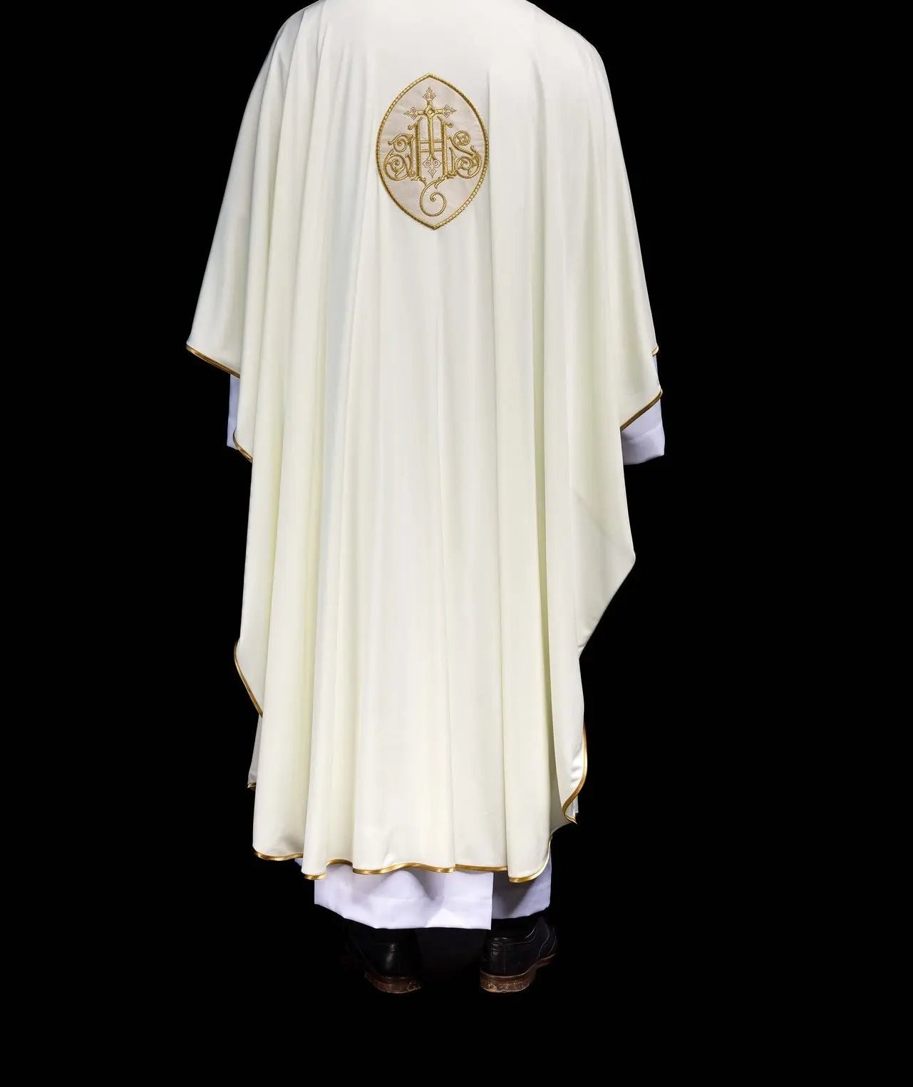 Chasuble brodée avec IHS tissu tricoté léger SACROLITE