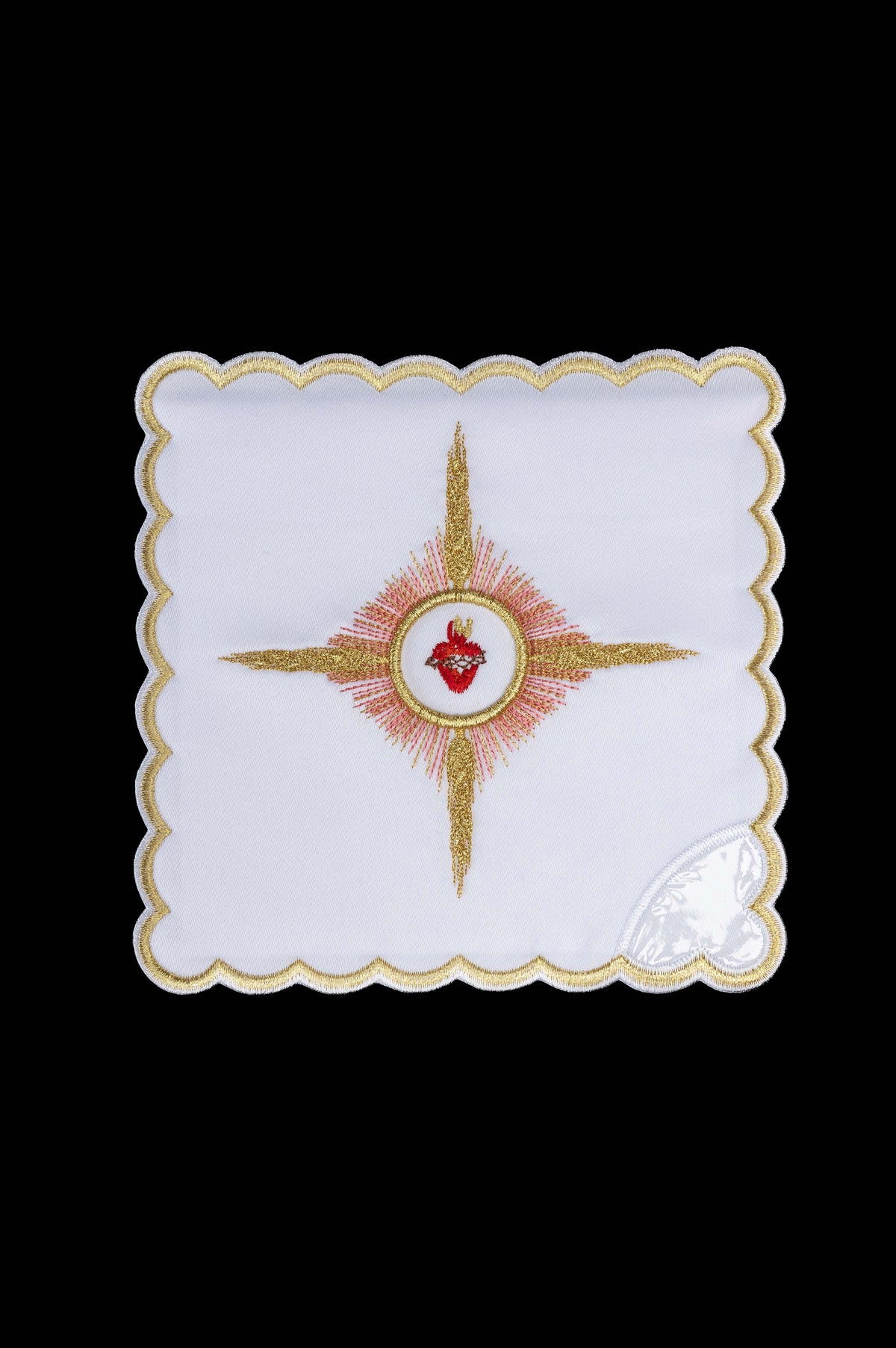 Bourse brodée avec le symbole du Cœur de Jésus