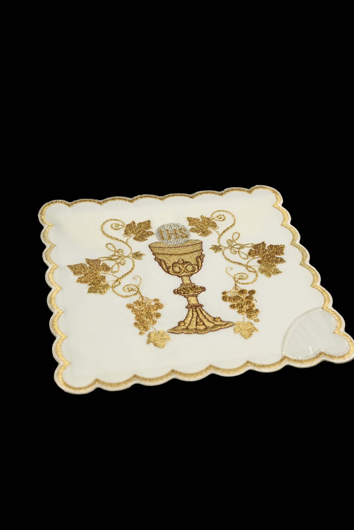 Ensemble de pales liturgiques quatre couleurs avec broderie d’un calice et du monogramme IHS