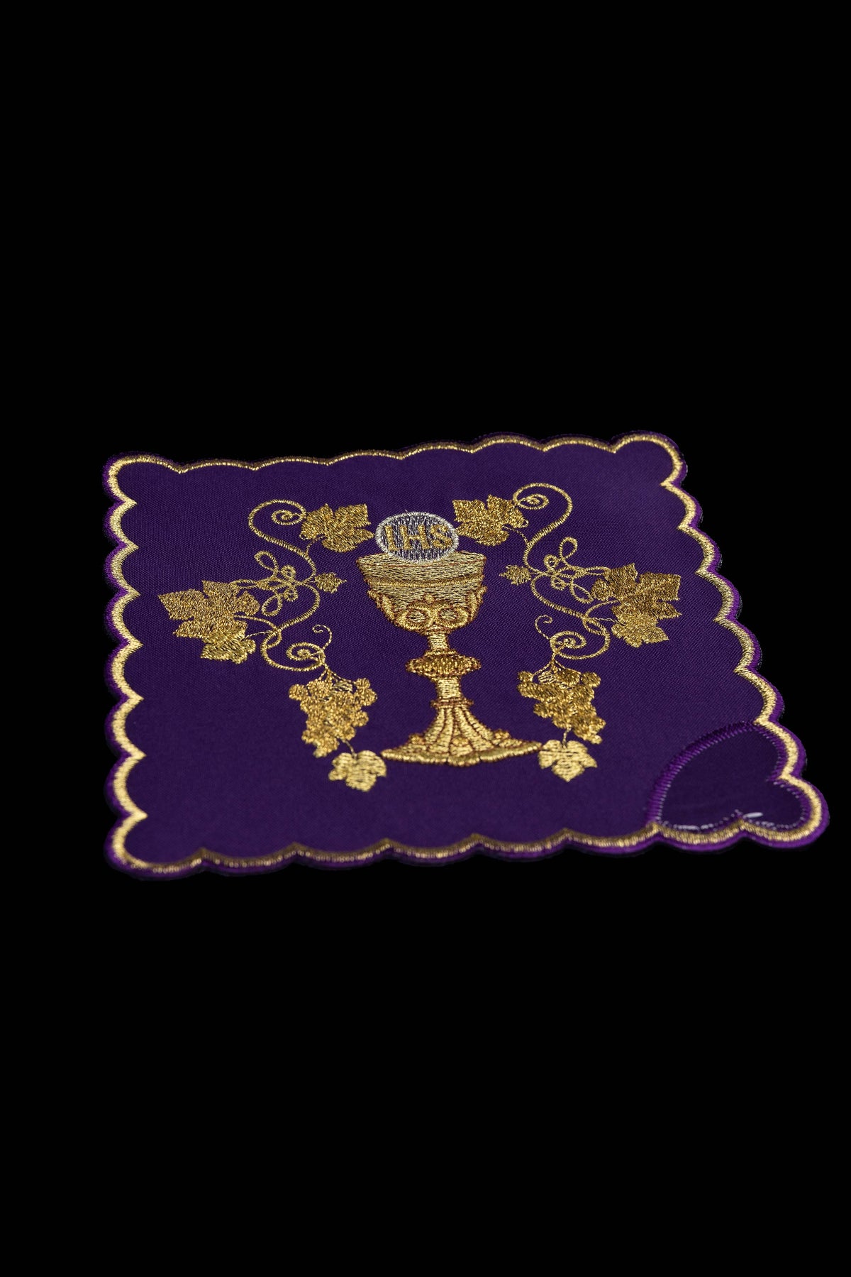Ensemble de pales liturgiques quatre couleurs avec broderie d’un calice et du monogramme IHS