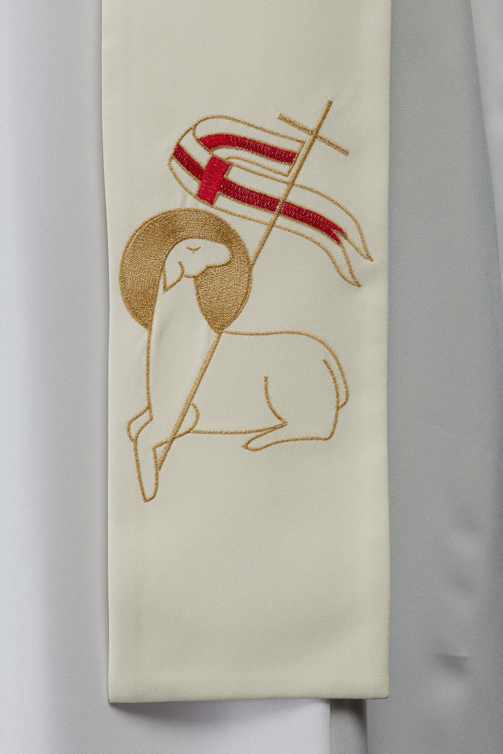 Stuła kapłańska z haftem Krzyża i Baranka - ORNATY.PL