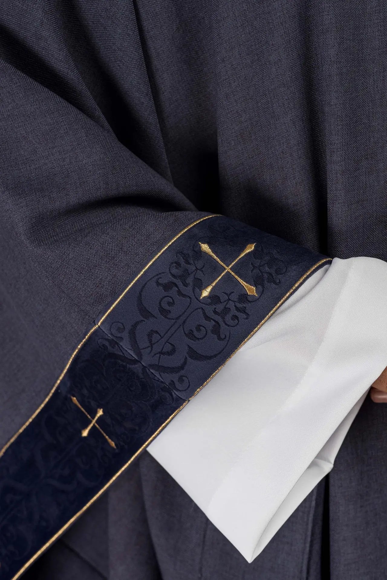 Purple Chasuble with Embroidered Band and Cross-Embroidered Collar
