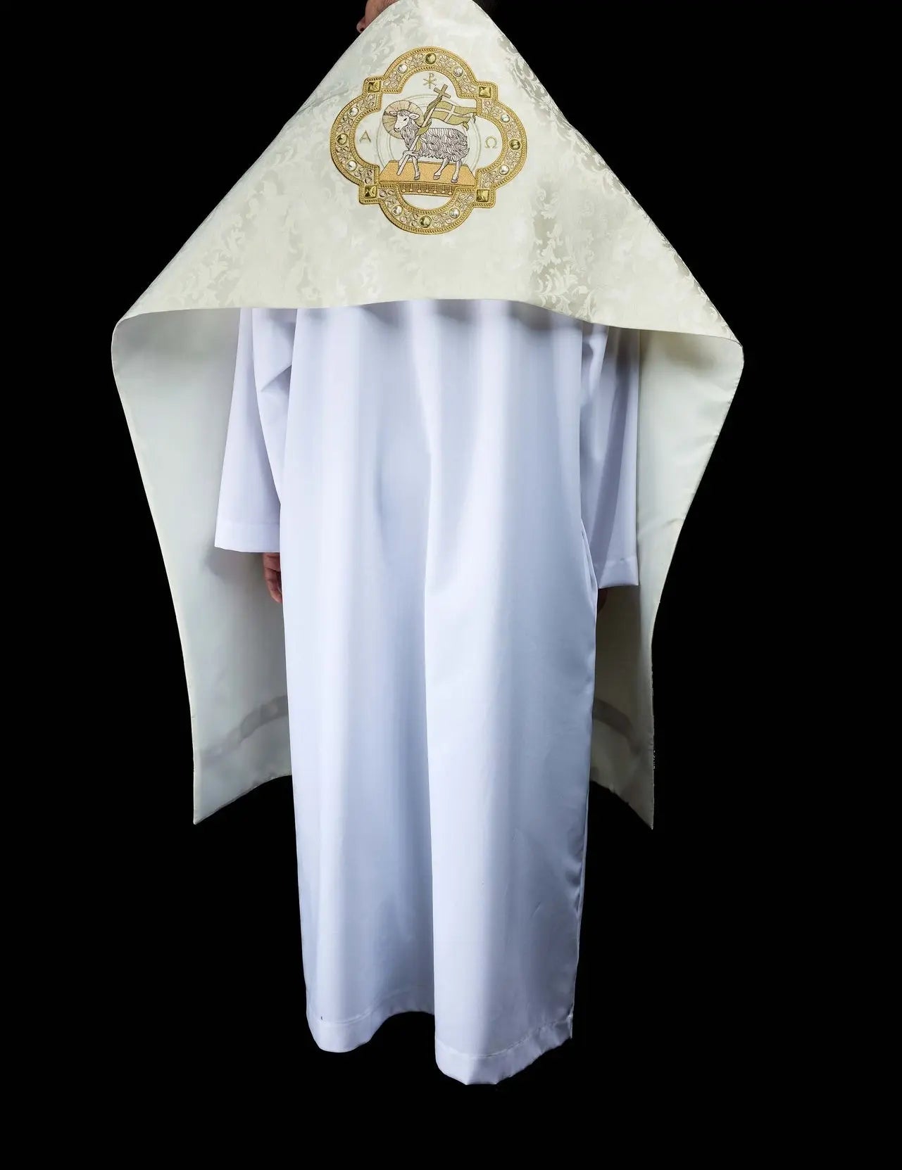 Voile huméral écru avec broderie de l'Agneau pascal