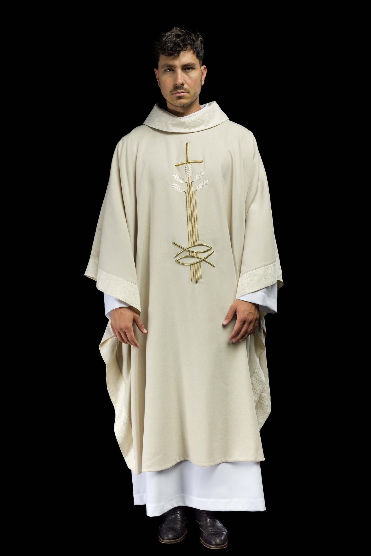 Ornat z motywem krzyża, kłosów oraz ryb - ORNATY.PL