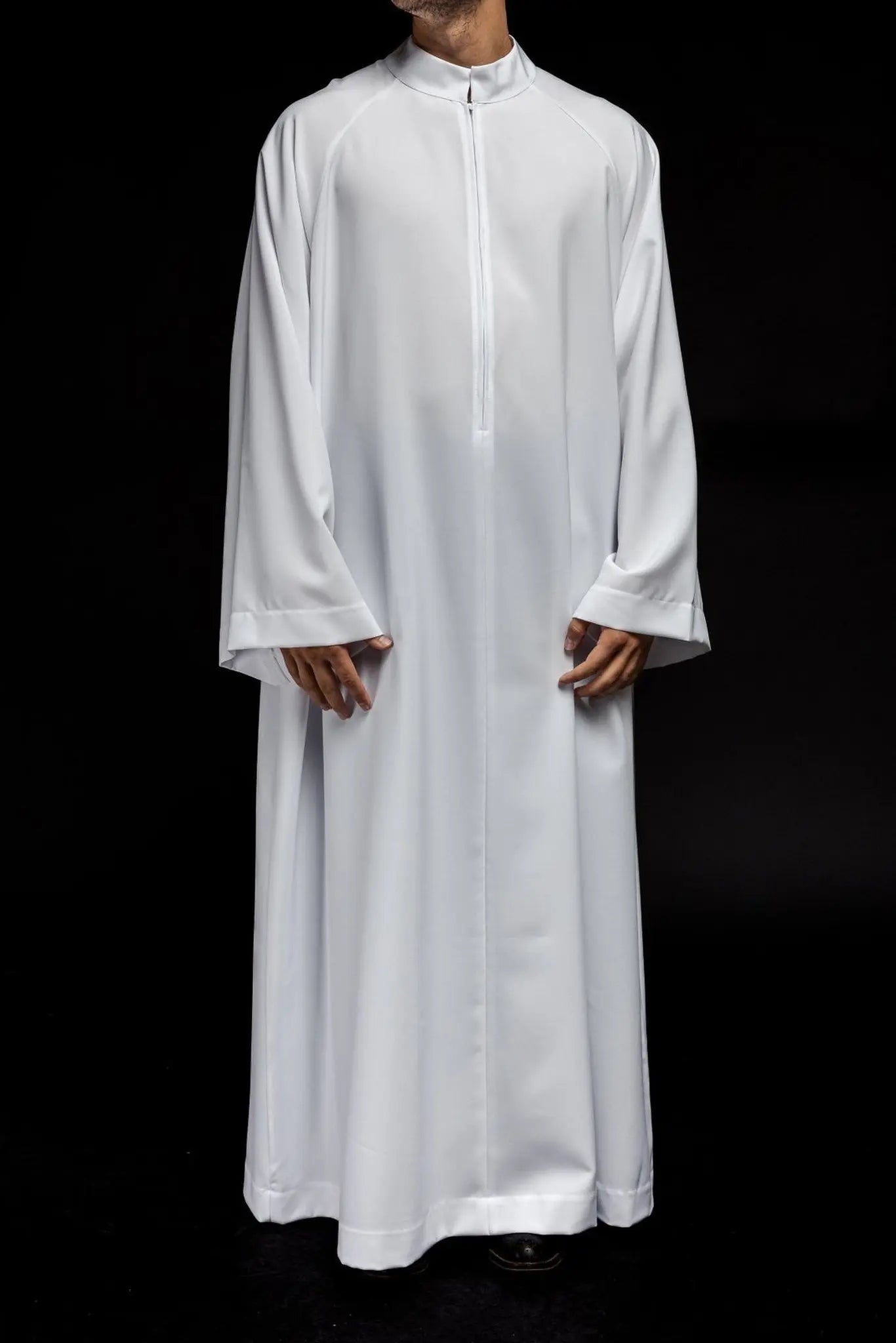 Robe de prêtre à fermeture éclair devant Blanc