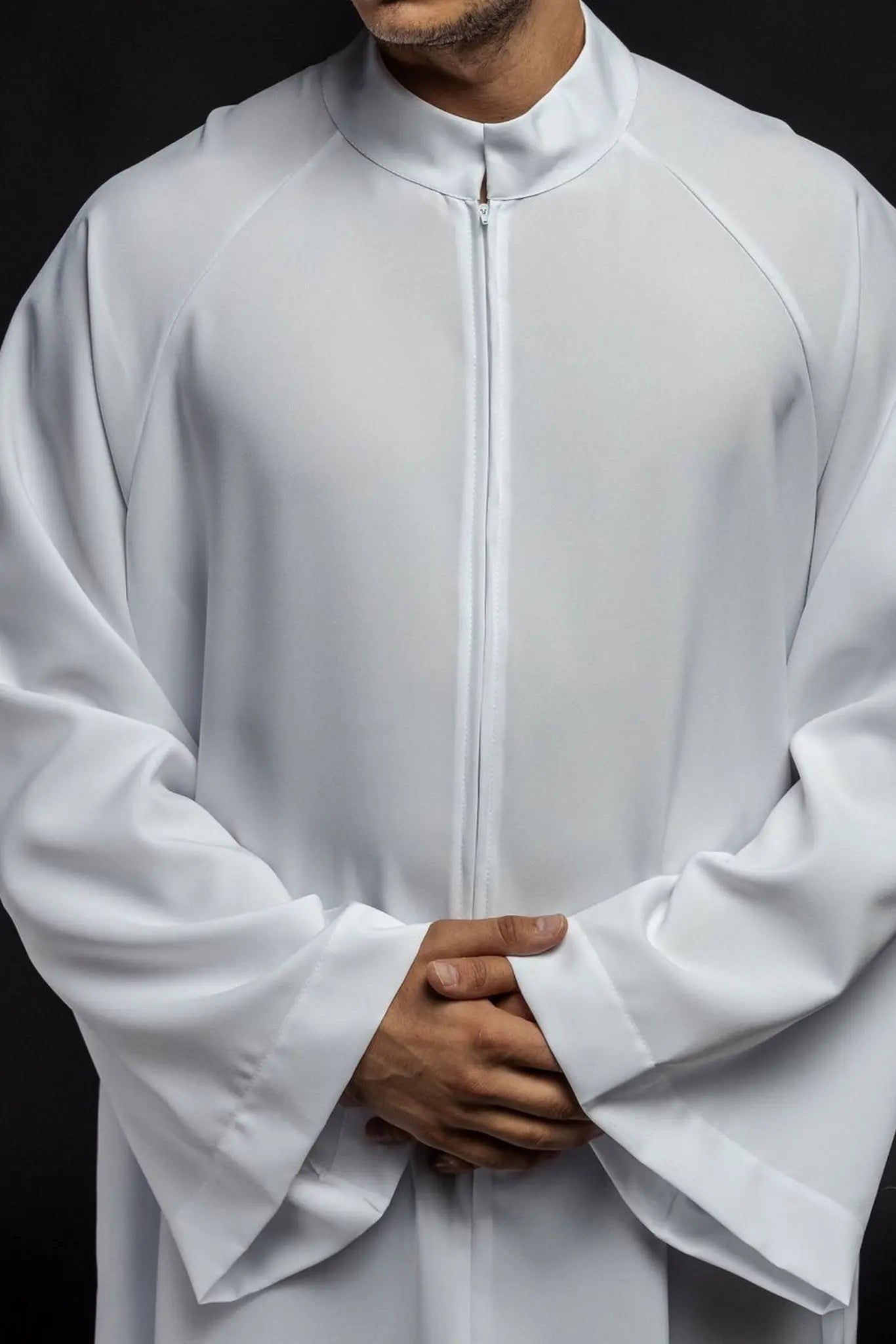 Robe de prêtre à fermeture éclair devant Blanc