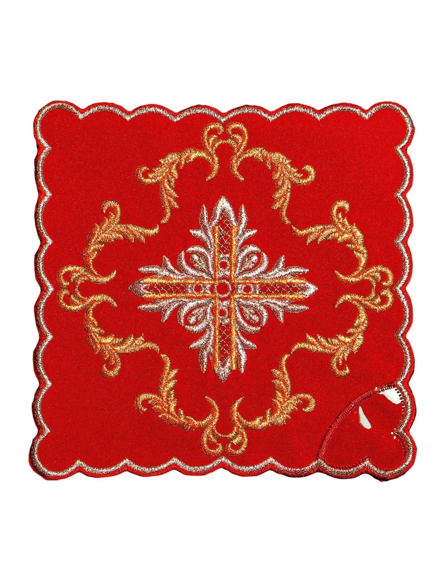 Lin de calice brodé rouge