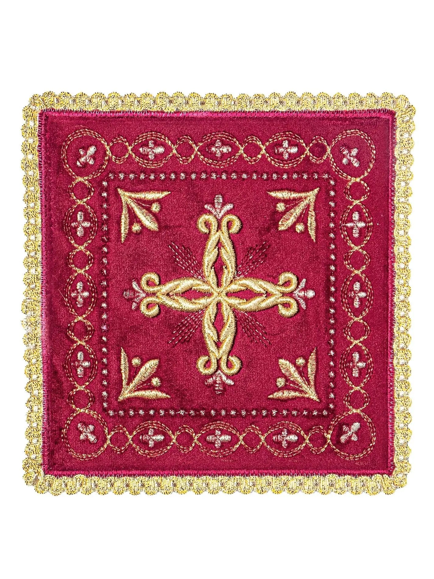 Lin de calice brodé en velours rouge
