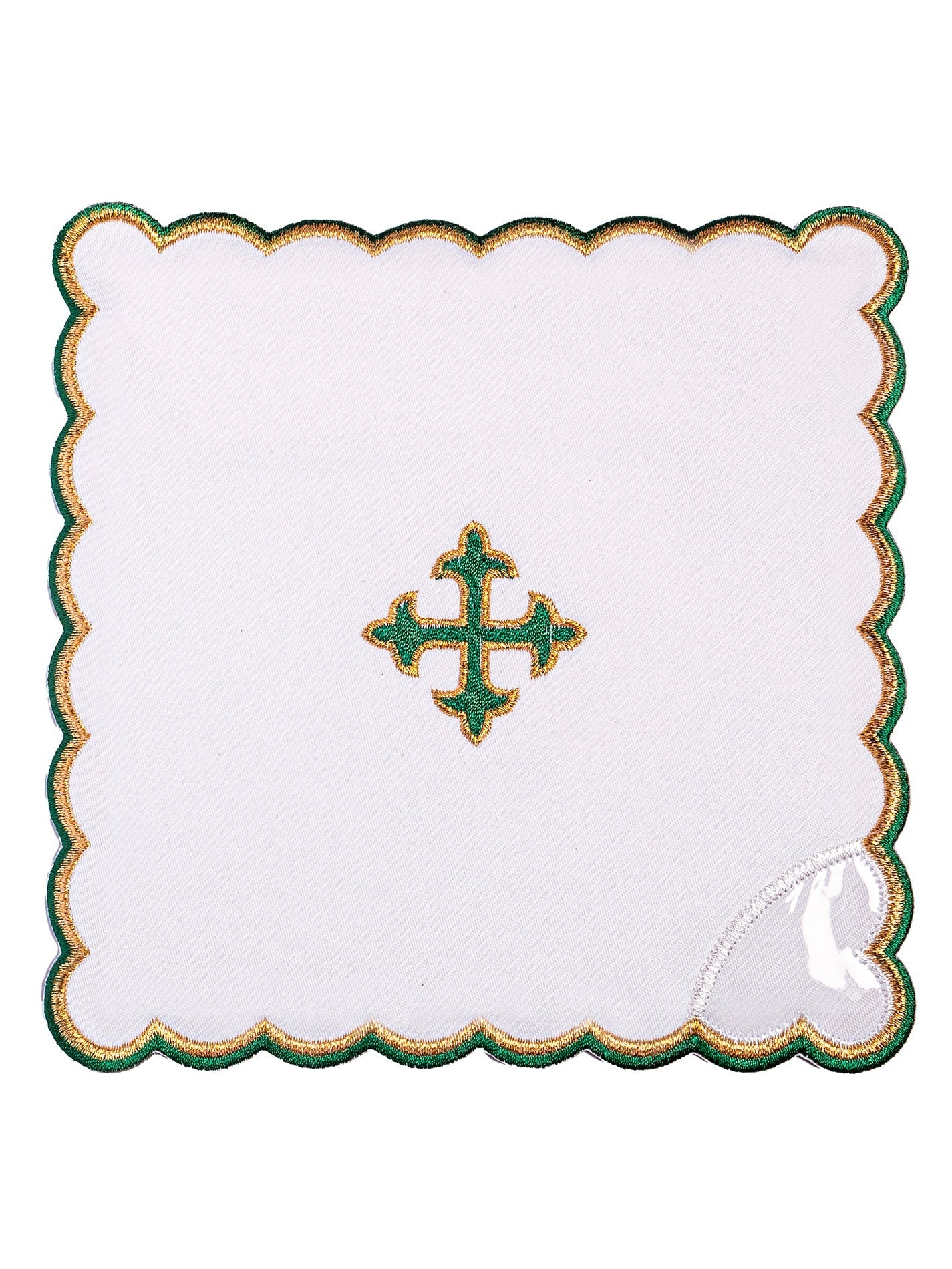 Bielizna kielichowa haftowana zielony krzyż