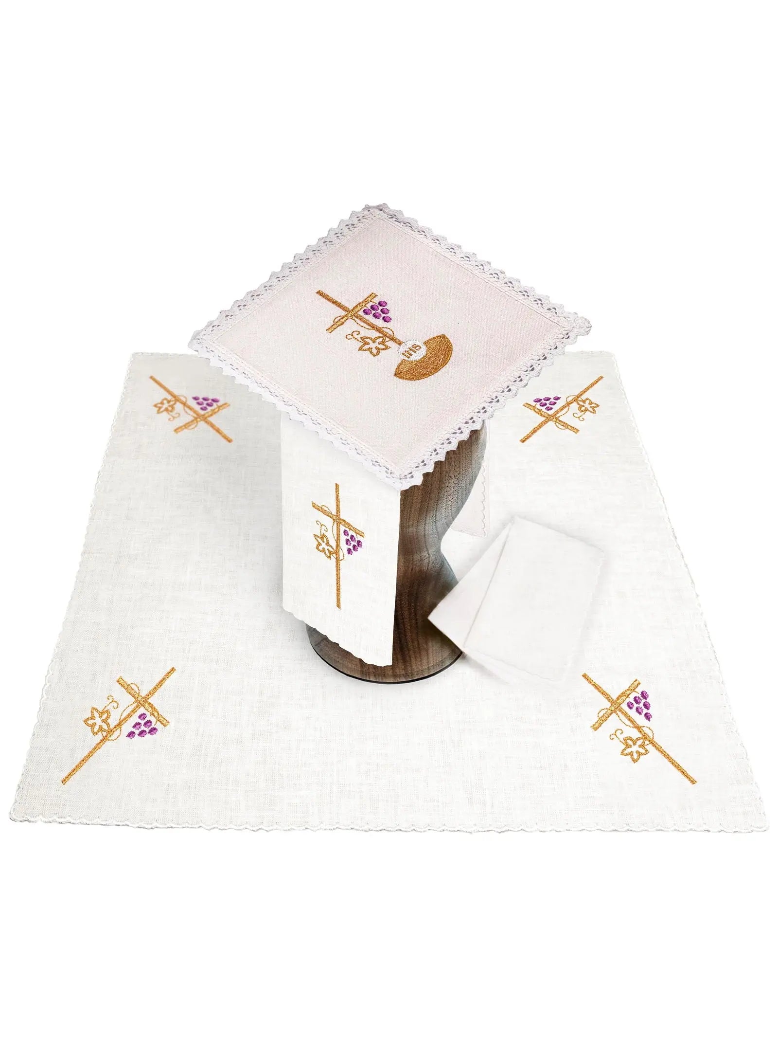 Linen chalice linen embroidered IHS Grape Cross