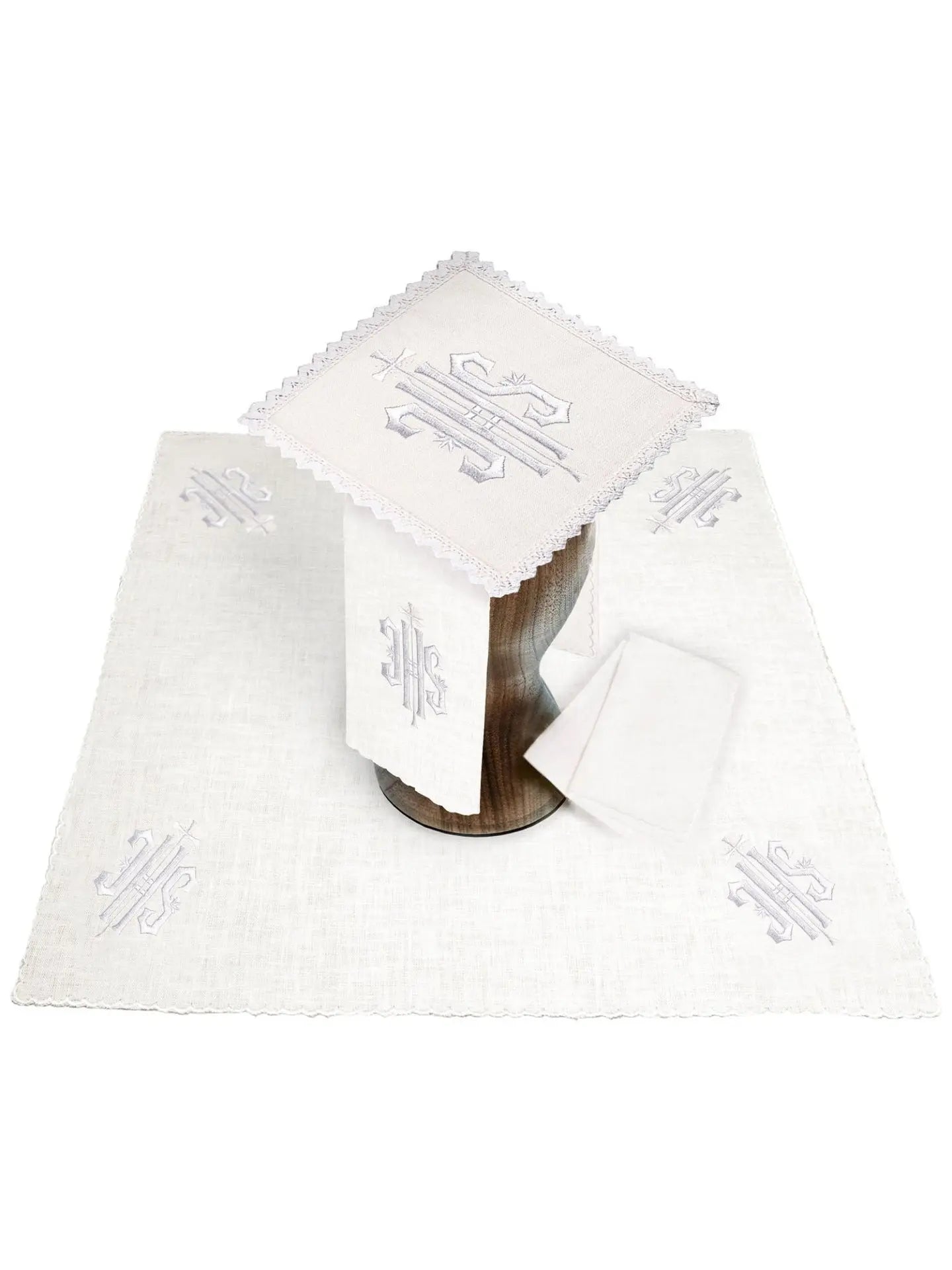 Lin de calice brodé IHS avec broderie blanche