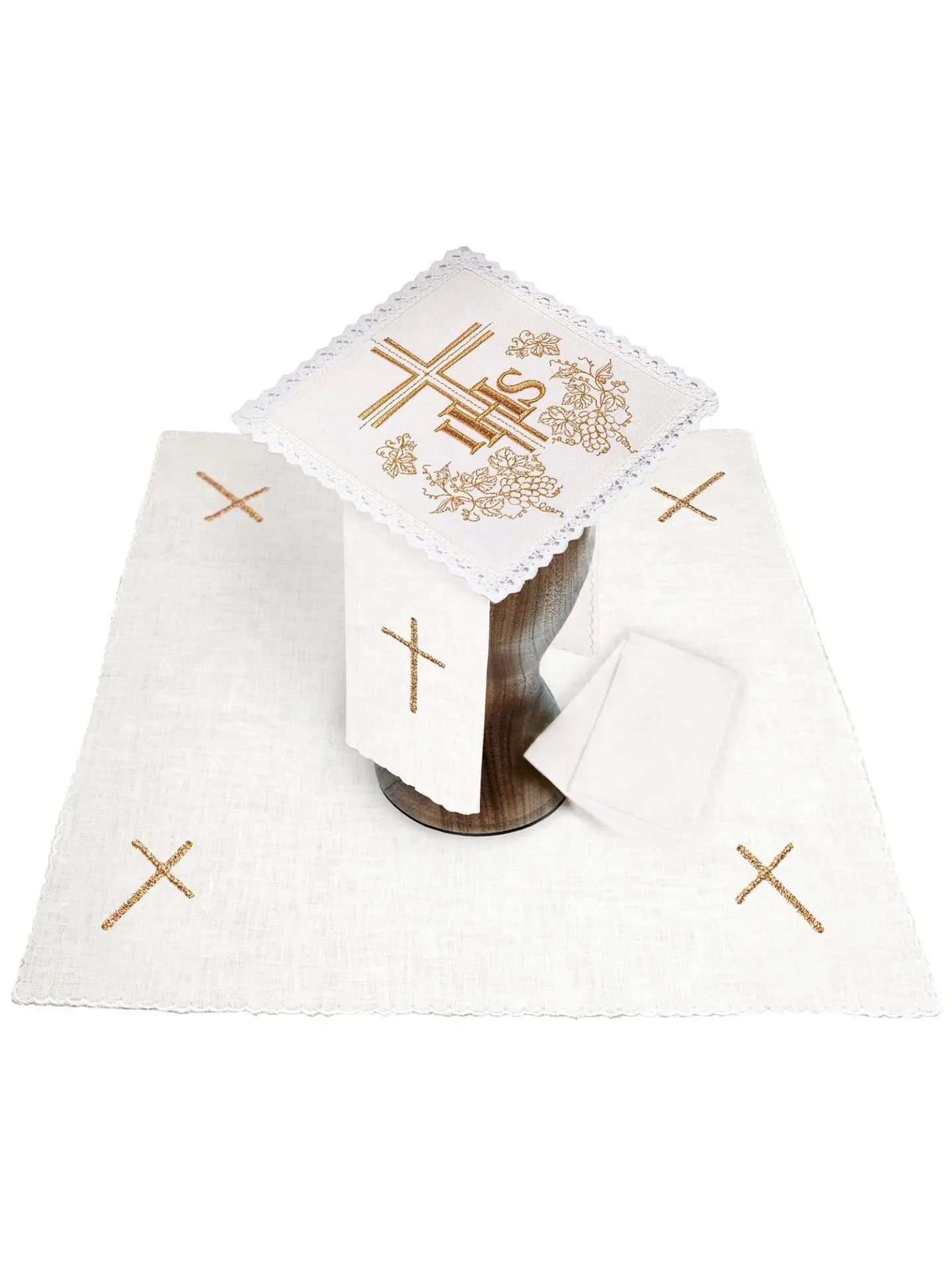 Lin de calice brodé avec croix et IHS