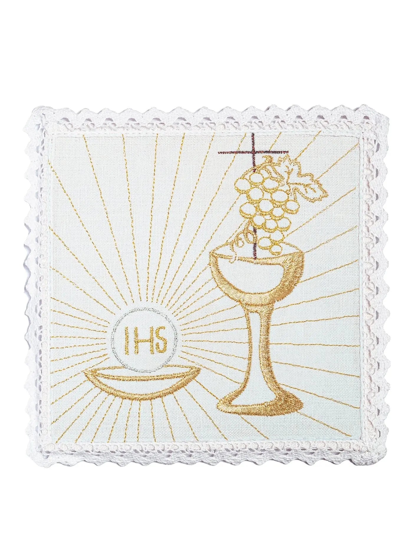 Ensemble de calice en lin brodé avec motif eucharistique