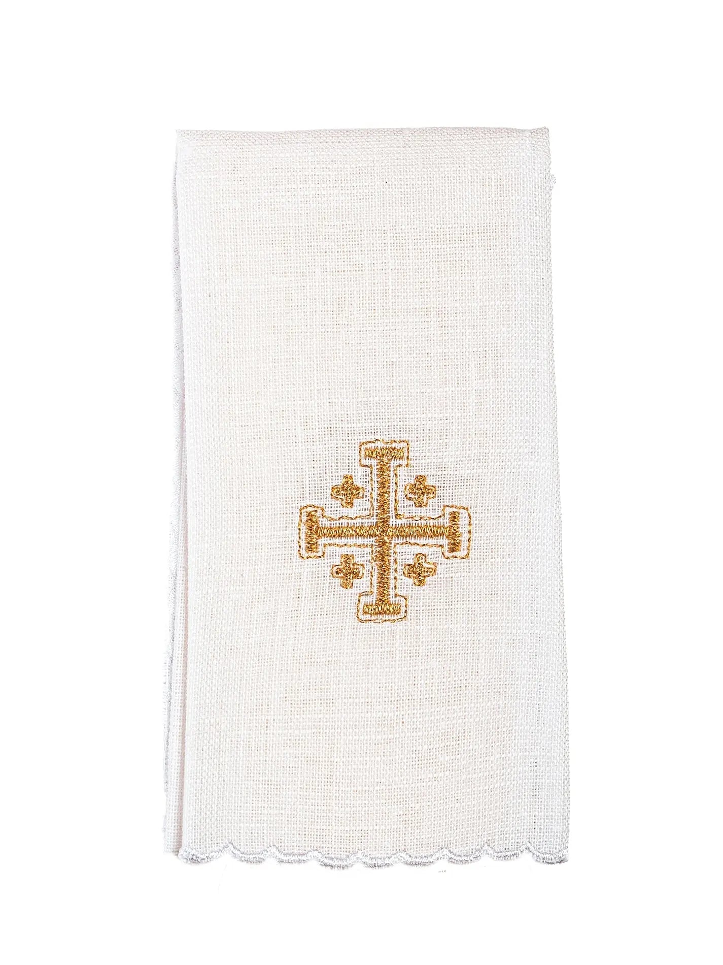 Lin de calice en lin avec broderie de croix de Jérusalem
