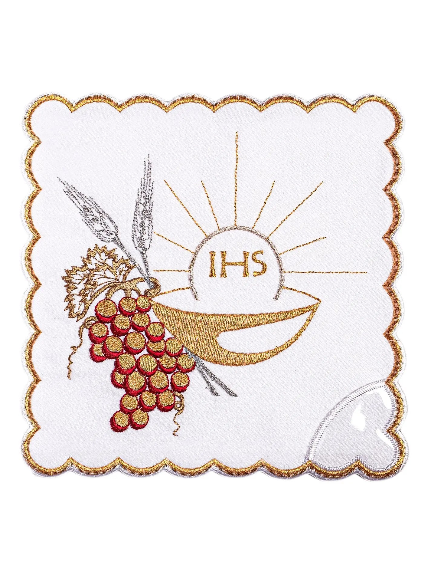 Linge de calice avec broderie du calice eucharistique