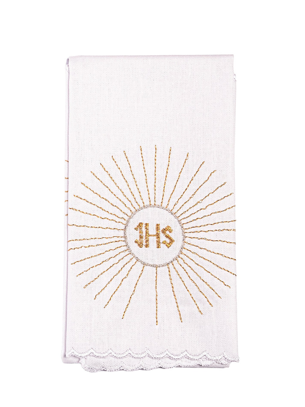 Bielizna kielichowa z złotym haftem kielicha i krzyżem