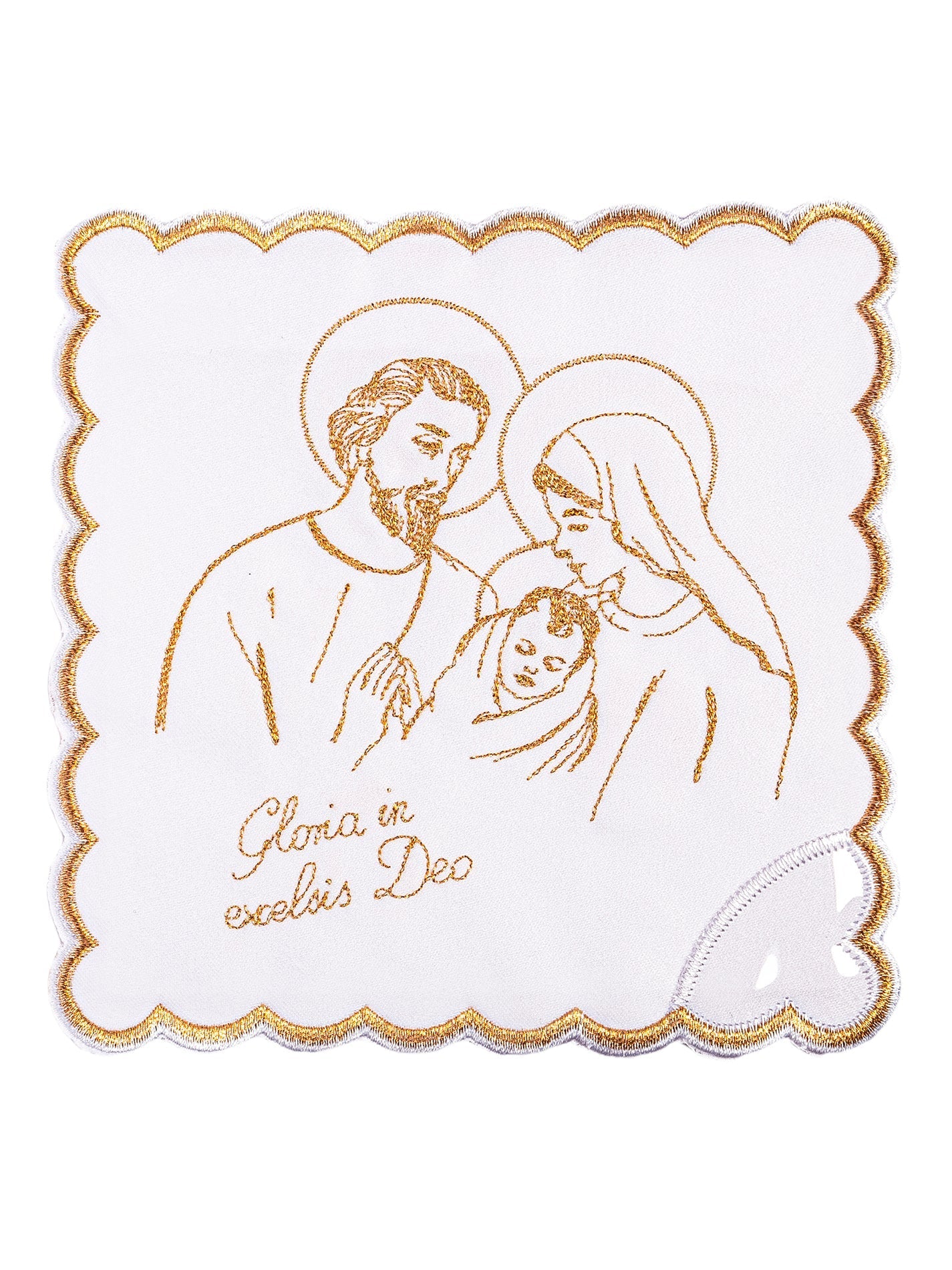 Bielizna kielichowa z złotym haftem na Boże Narodzenie