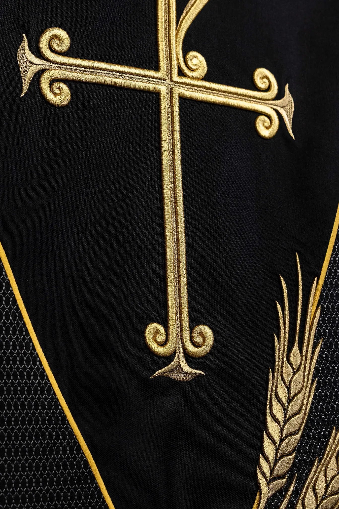 Black Lectern Cover with Chi-Rho and Wheat Sheaf Embroidery - HAFTINA ATELIER