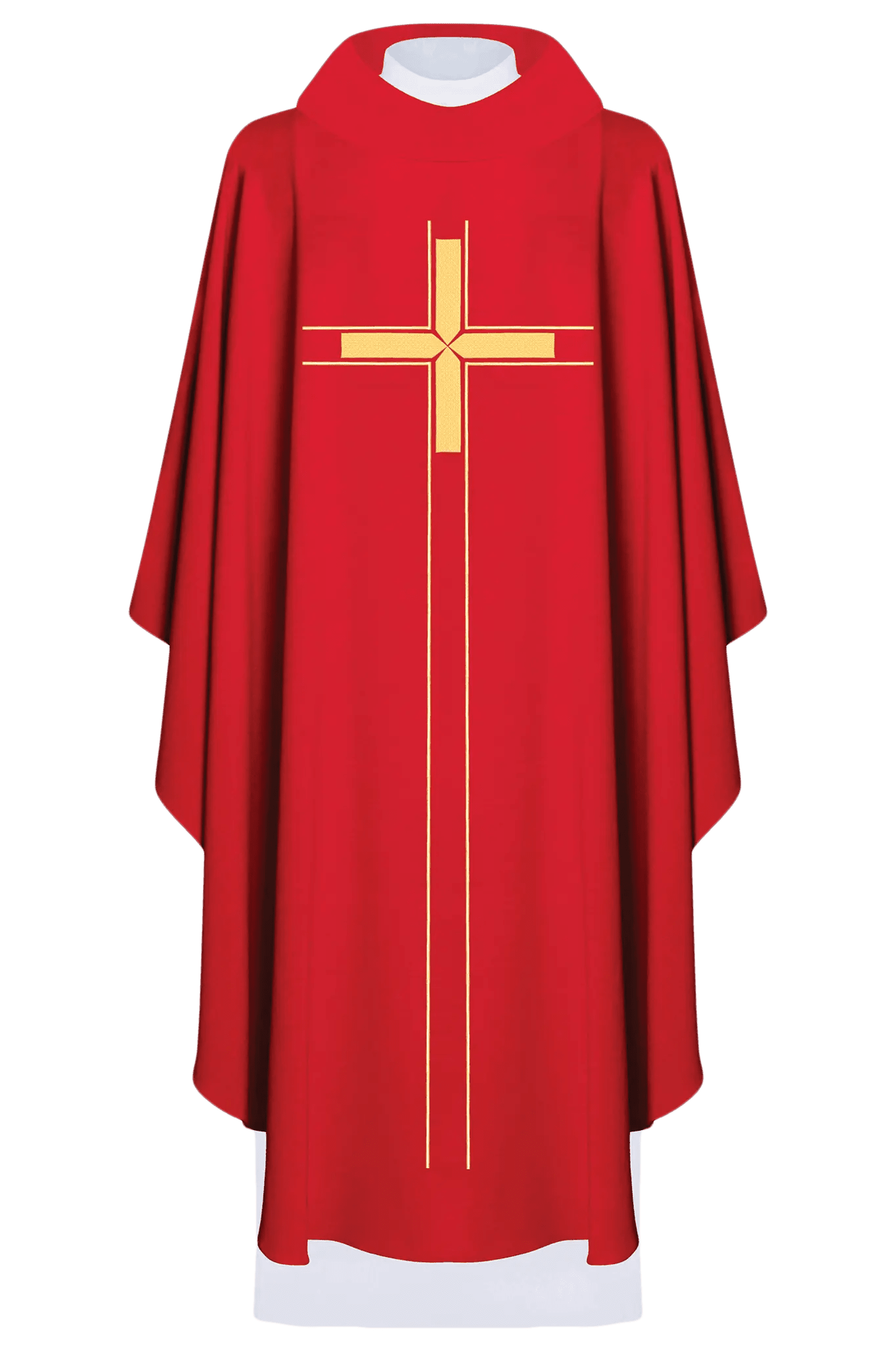 Chasuble rouge brodée dans un design minimaliste