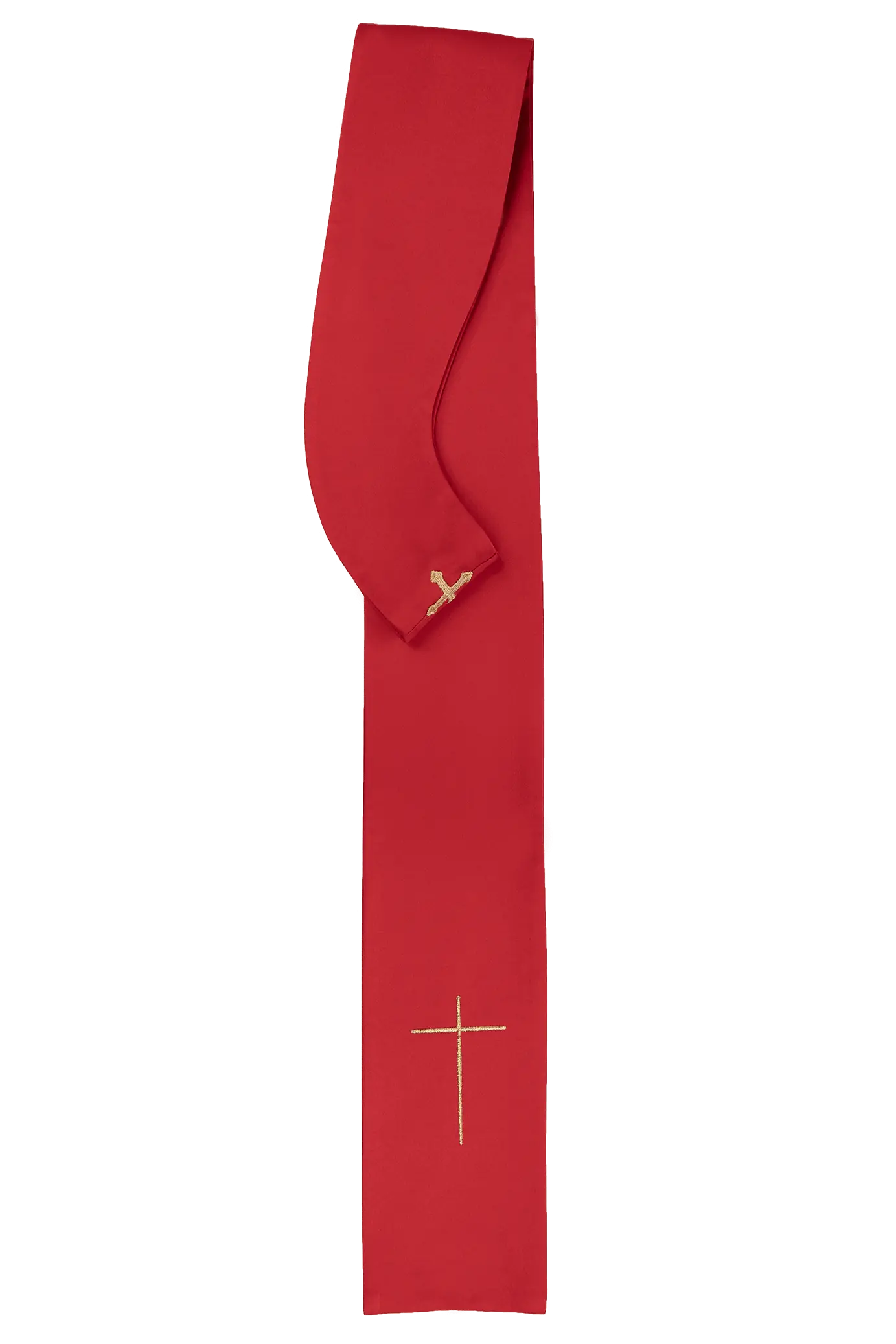 Red chasuble embroidered in minimalist design