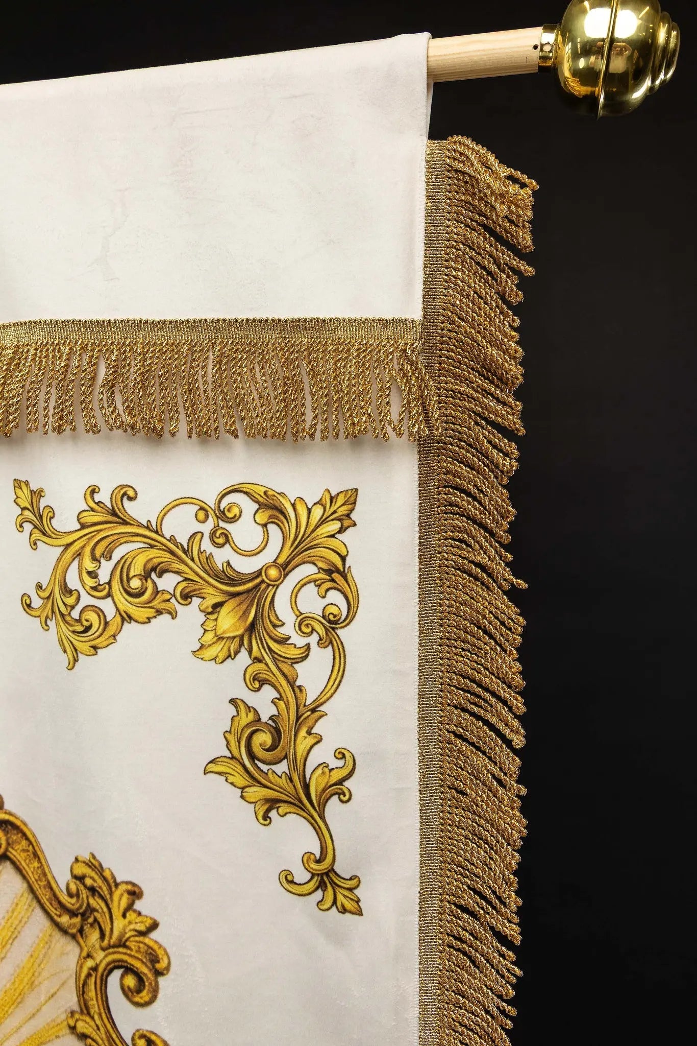 Double-sided Printed Processional Banner with Sacred Heart of Jesus and IHS - HAFTINA ATELIER