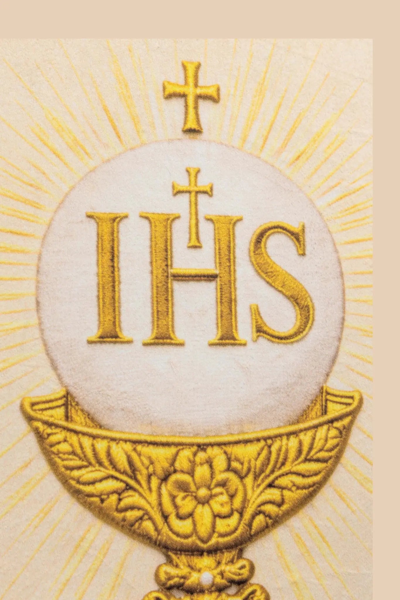 Double-sided Processional Banner: Sacred Heart of Jesus and IHS Chalice - HAFTINA ATELIER