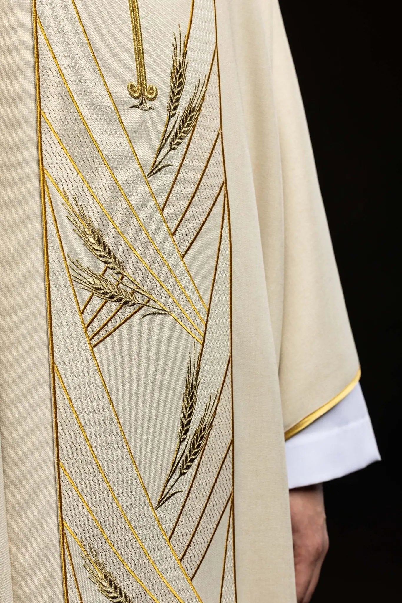 Ecru Chasuble with Embroidered PAX Band - HAFTINA ATELIER