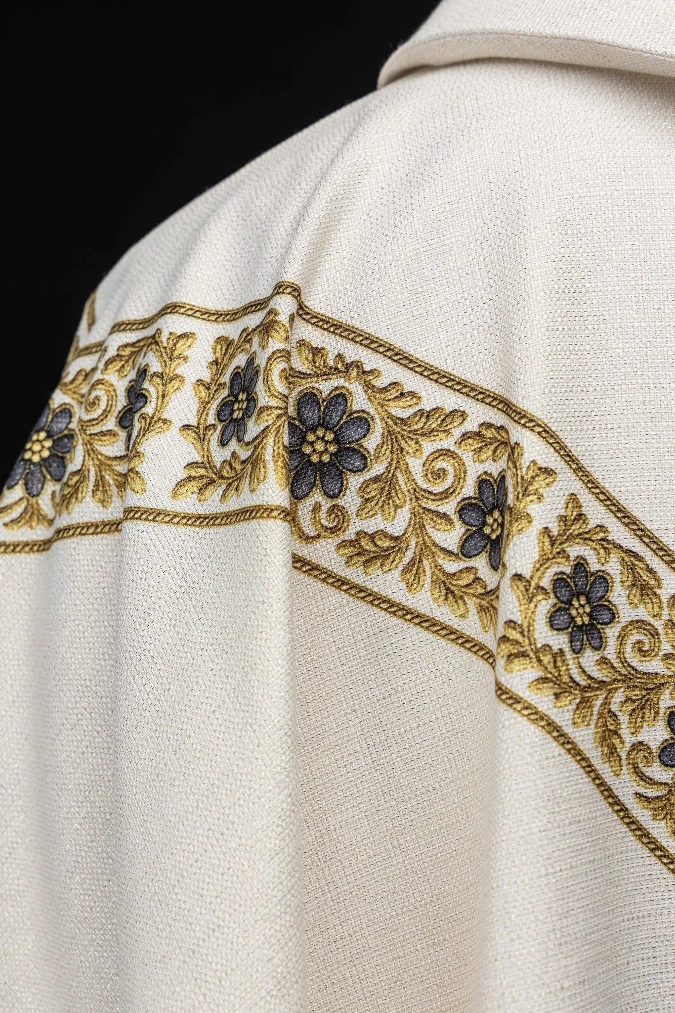 Ecru Chasuble with Printed Image of Our Lady of Lourdes - HAFTINA ATELIER