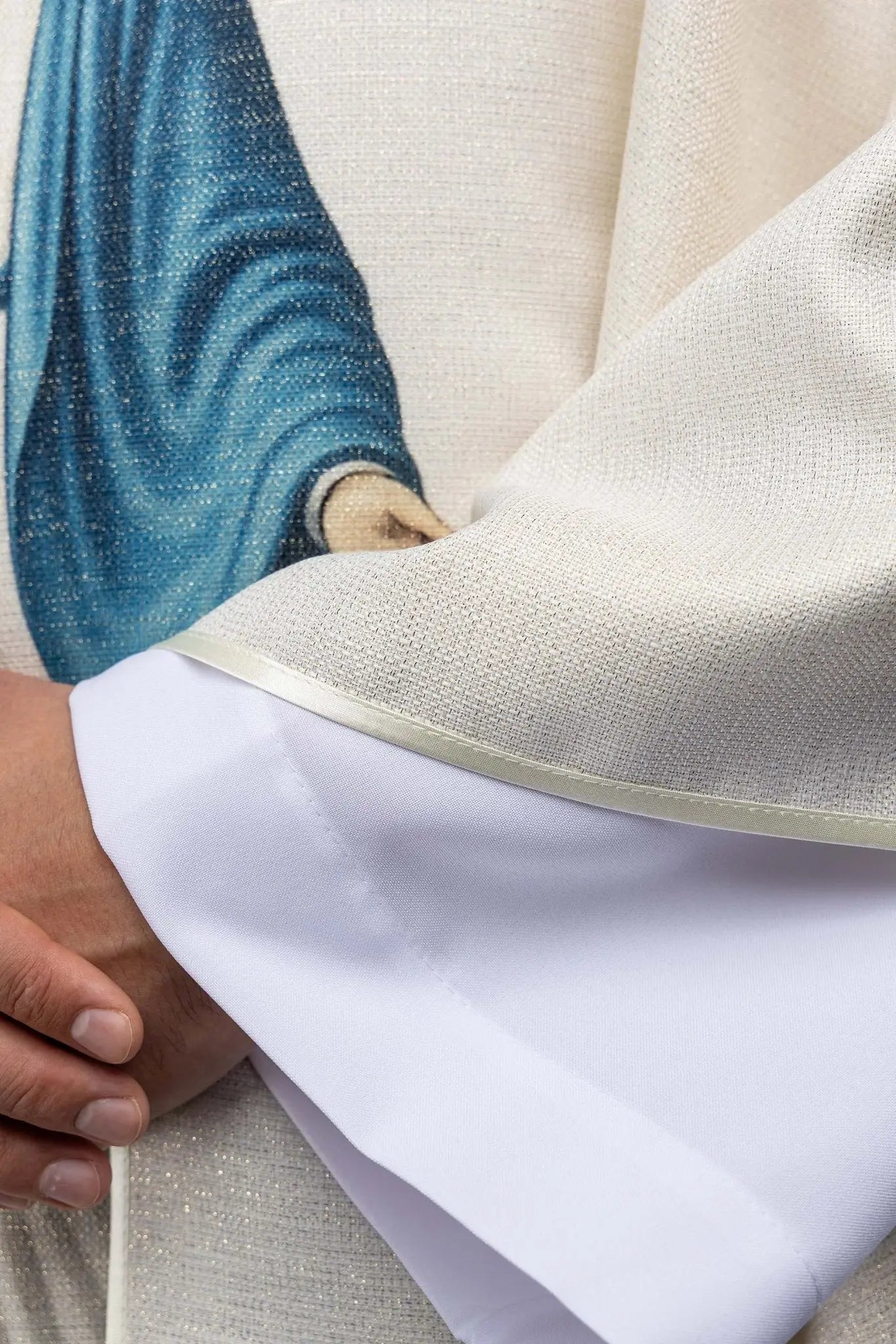 Ecru Chasuble with Printed Image of the Immaculate Conception - HAFTINA ATELIER
