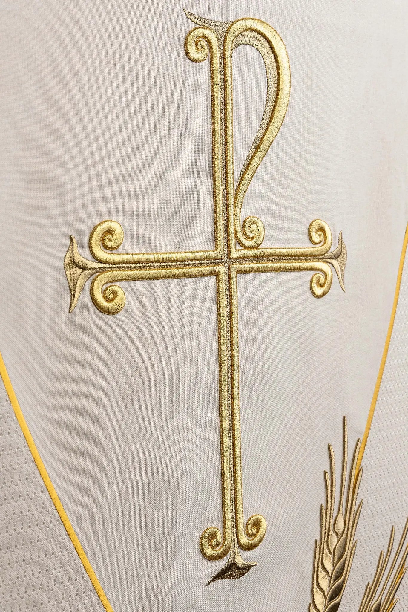 Ecru Lectern Cover with PAX and Wheat Embroidery - HAFTINA ATELIER