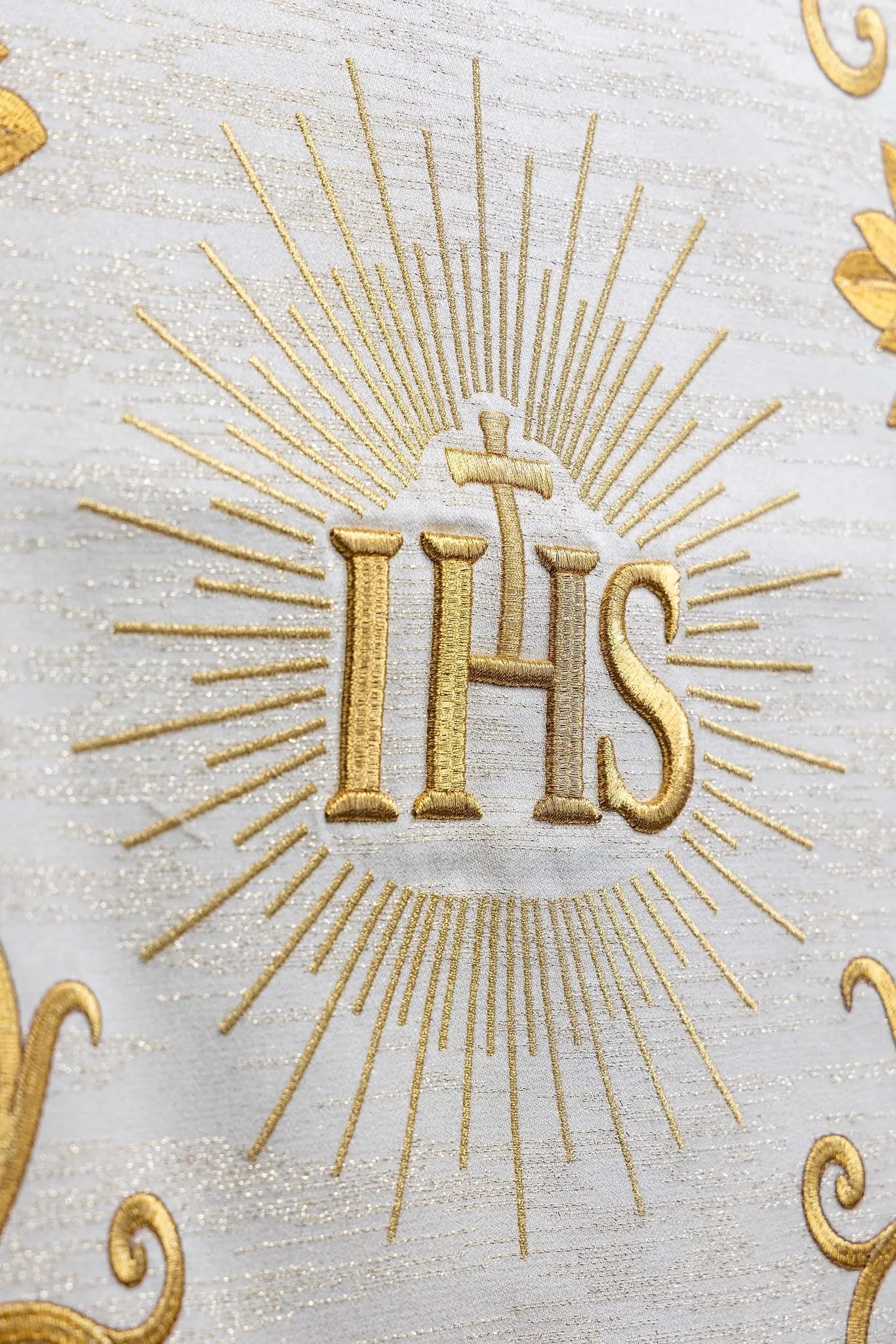 Ecru Lectern Cover with Rich IHS Embroidery - HAFTINA ATELIER