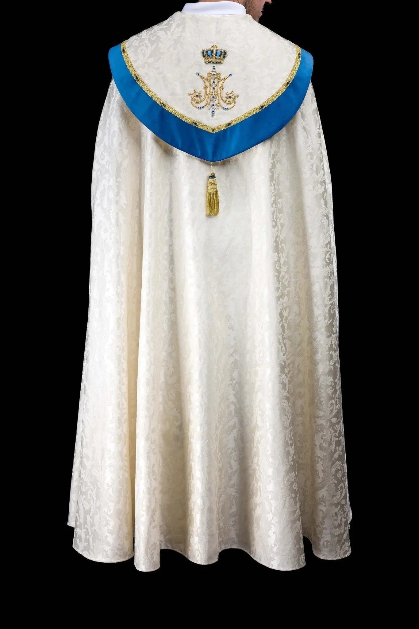 Ecru Marian Cope with Natural Stones, Handmade - HAFTINA ATELIER