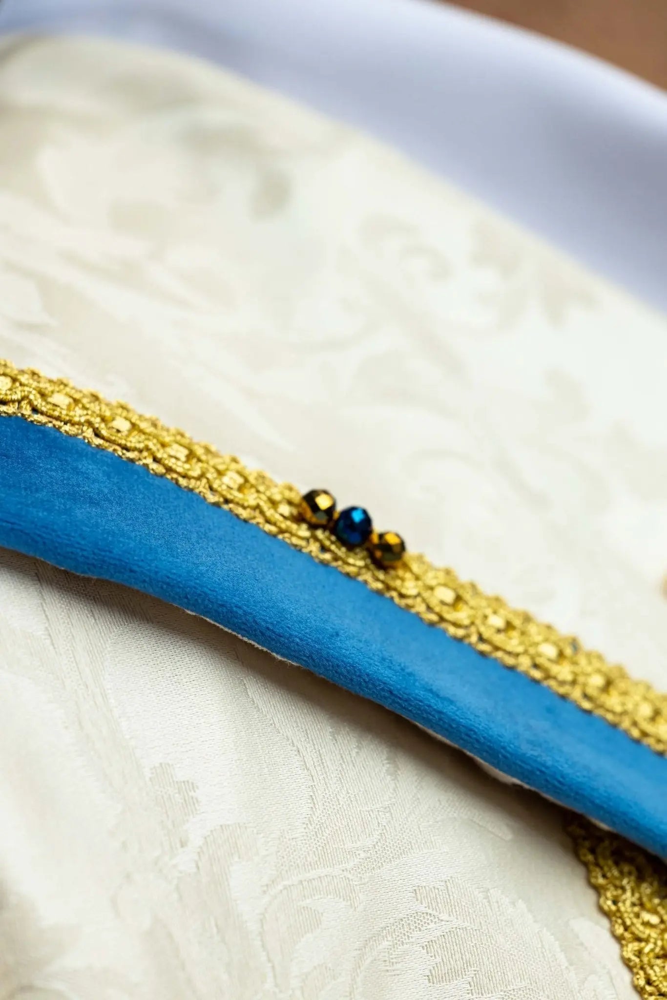 Ecru Marian Cope with Natural Stones, Handmade - HAFTINA ATELIER