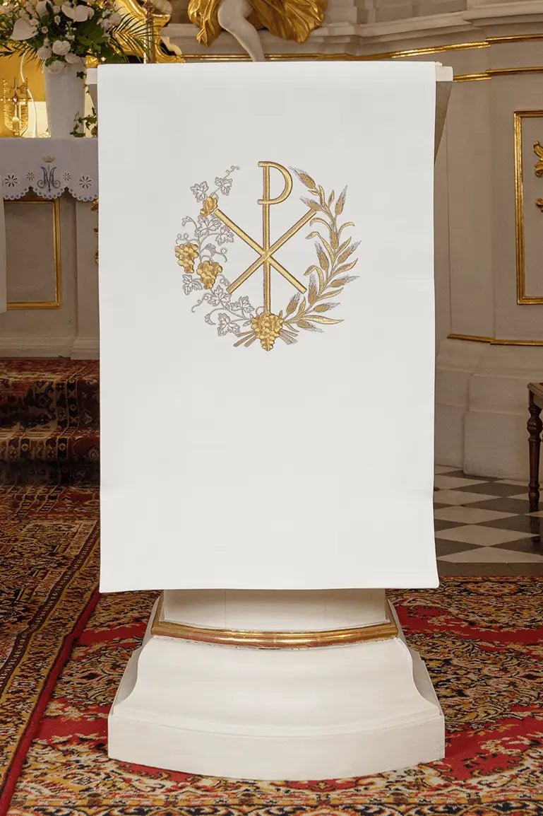 Nappe de lutrin brodée avec motif PAX