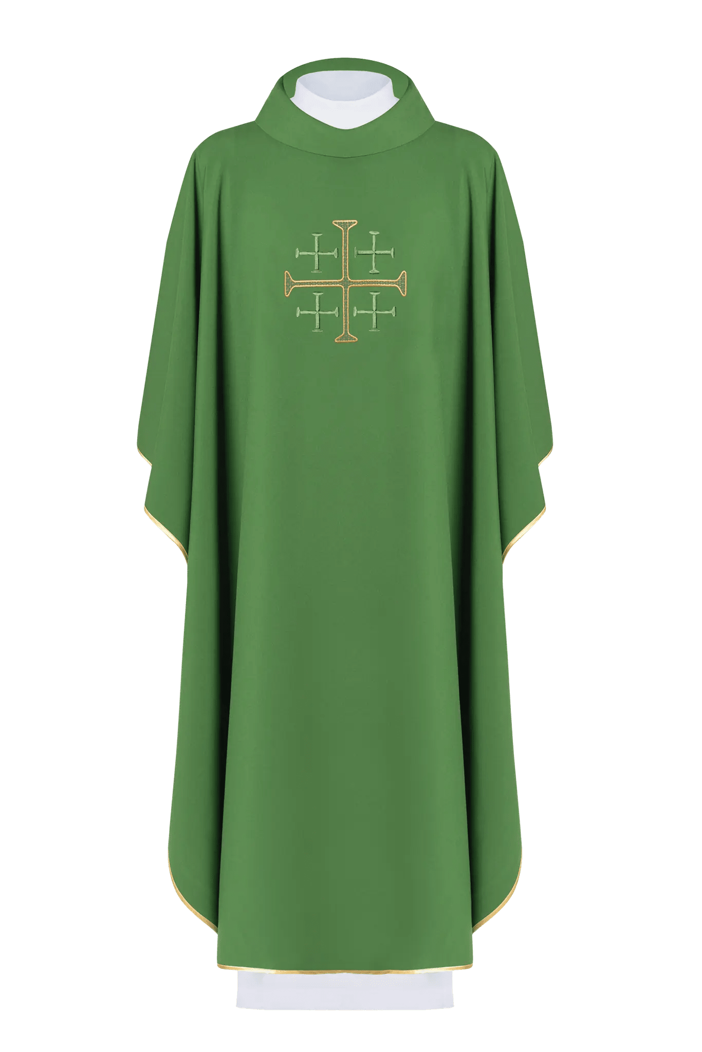 Embroidered chasuble Jerusalem cross Green - HAFTINA ATELIER
