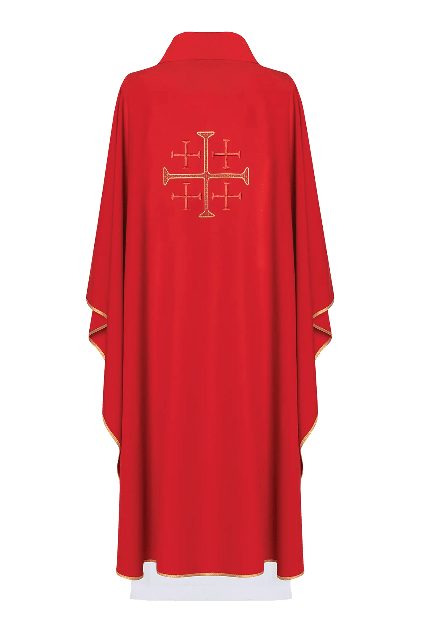 Embroidered chasuble Jerusalem cross Red Gold piping - HAFTINA ATELIER
