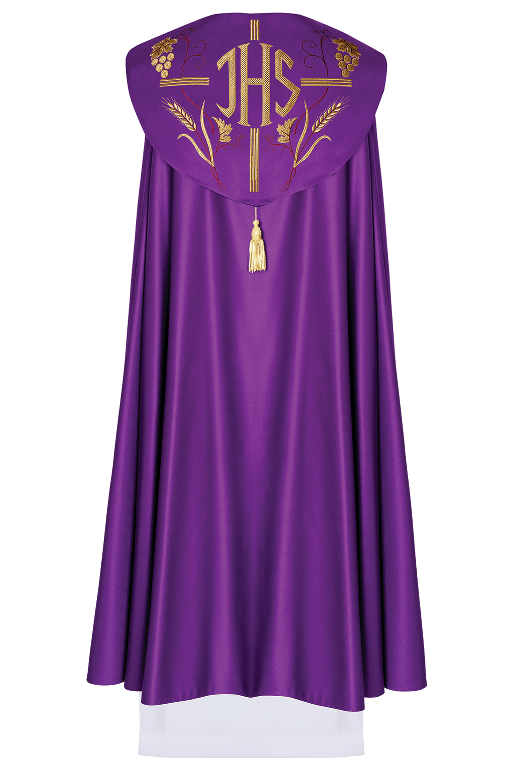 Fioletowa kapa liturgiczna z złotym haftem winogron