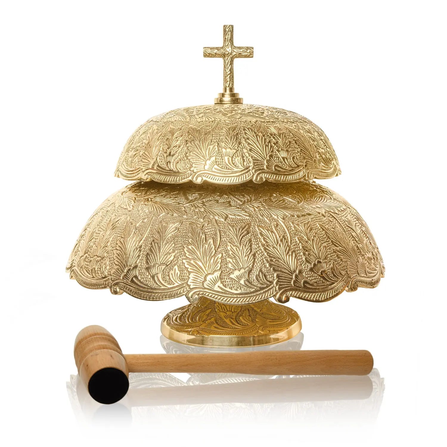 Gong liturgique en laiton avec maillet en bois