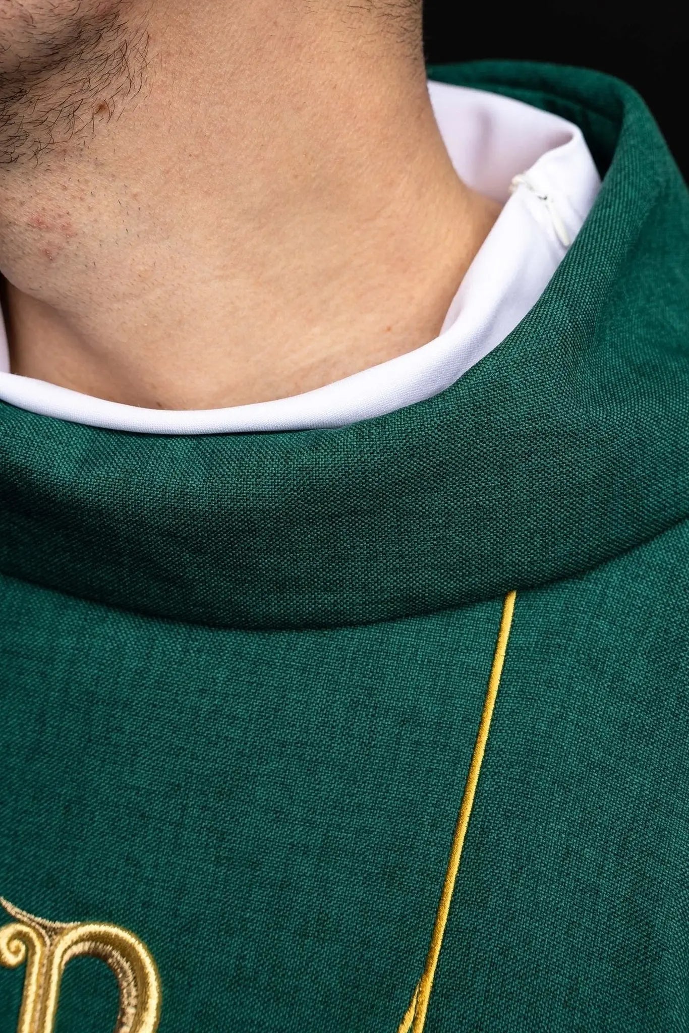 Green Chasuble with Embroidered PAX Band - HAFTINA ATELIER