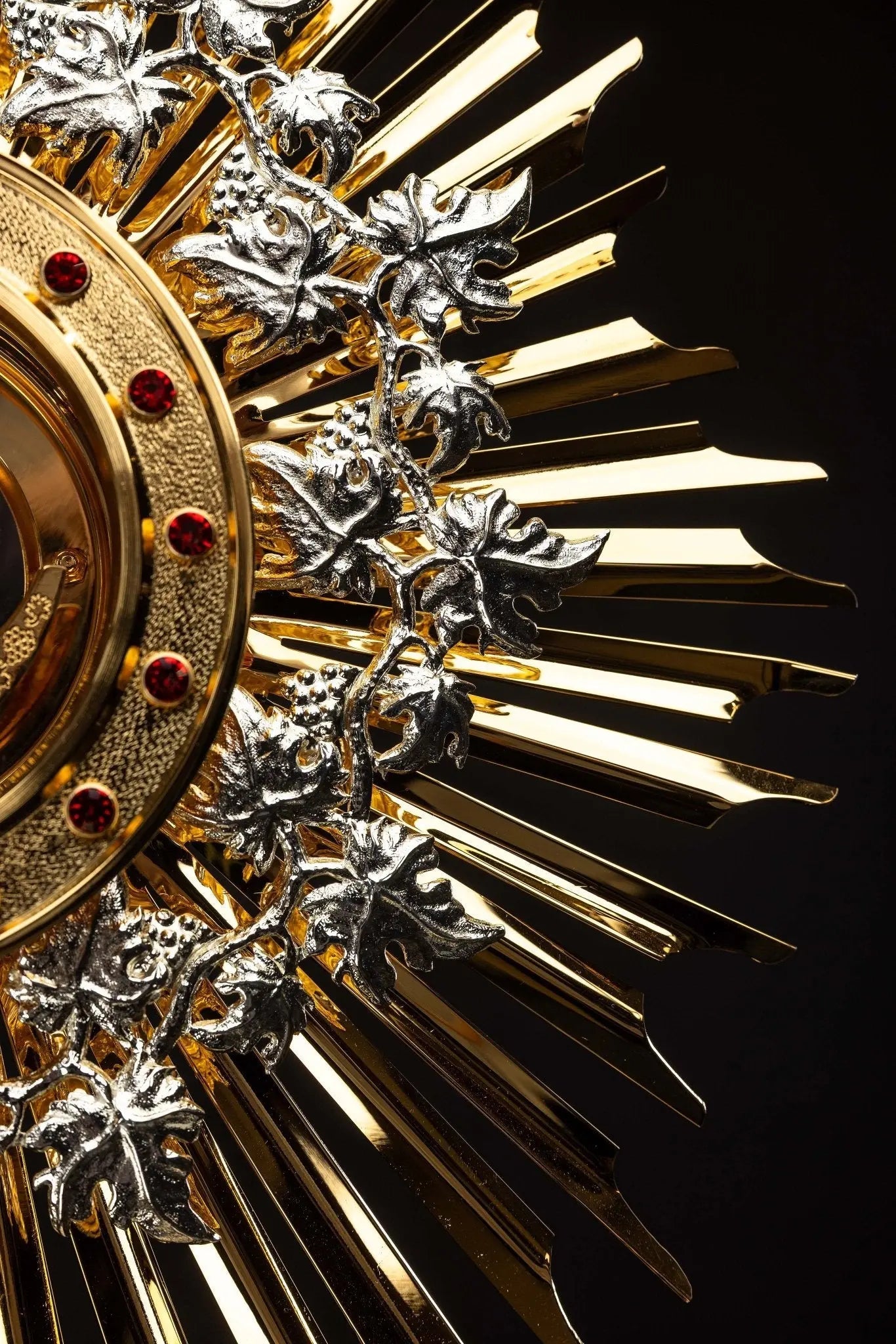 Handmade Gilded Brass Monstrance with Rubies - 70 cm - HAFTINA ATELIER