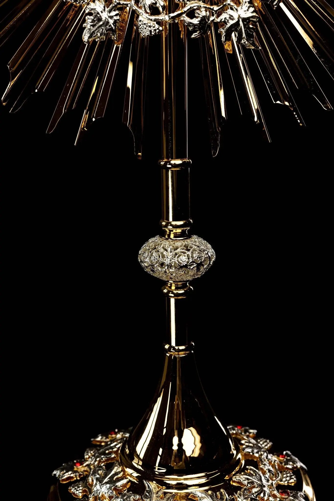 Handmade Gilded Brass Monstrance with Rubies - 70 cm - HAFTINA ATELIER