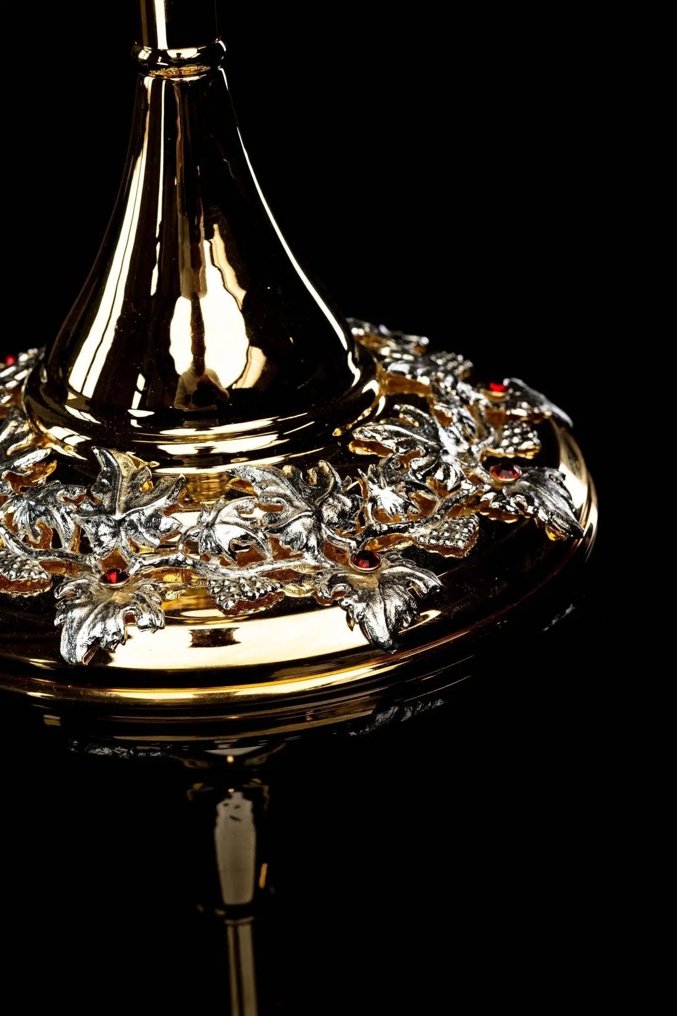 Handmade Gilded Brass Monstrance with Rubies - 70 cm - HAFTINA ATELIER
