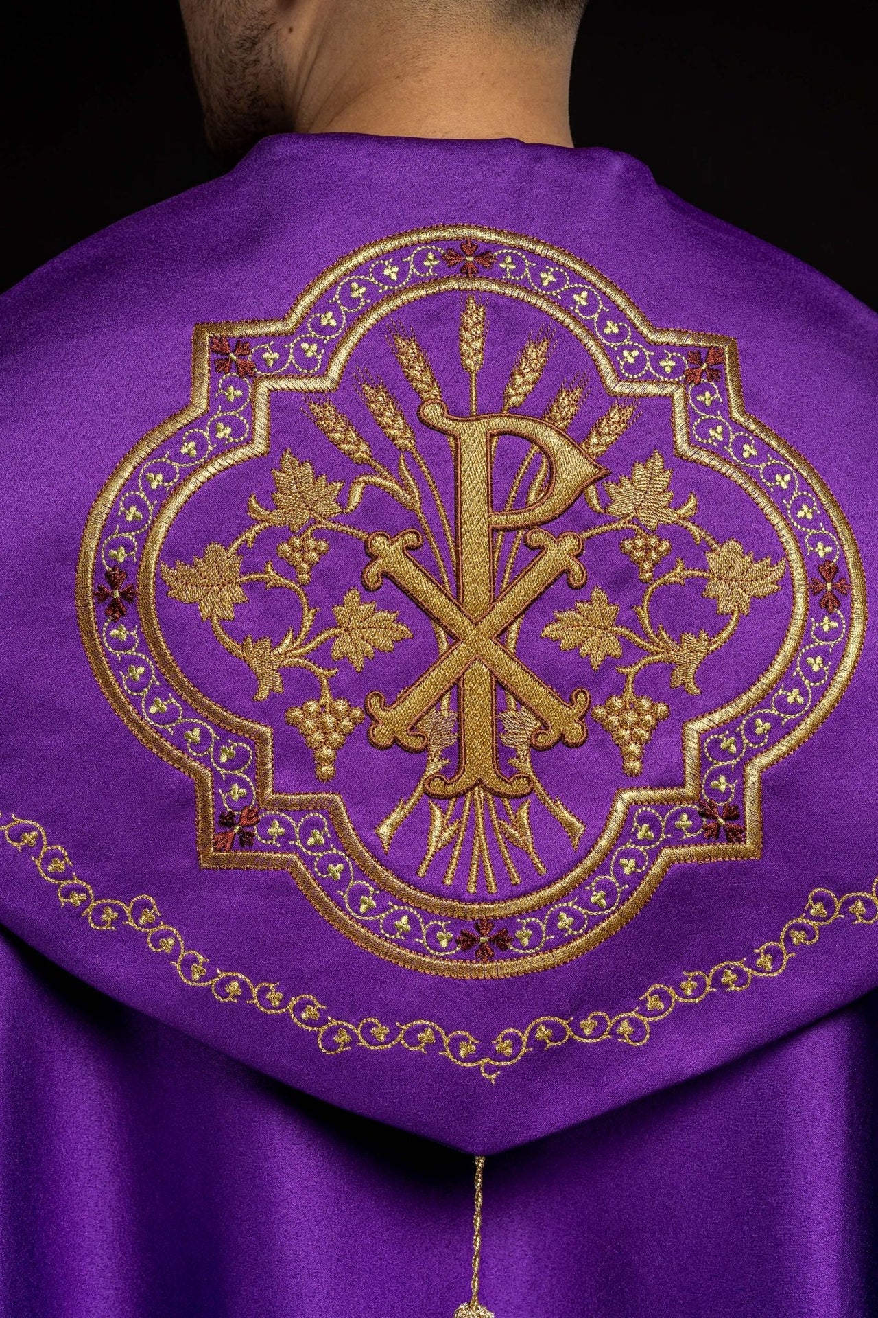Kapa eucharystyczna monogram PX w kolorze fioletowym