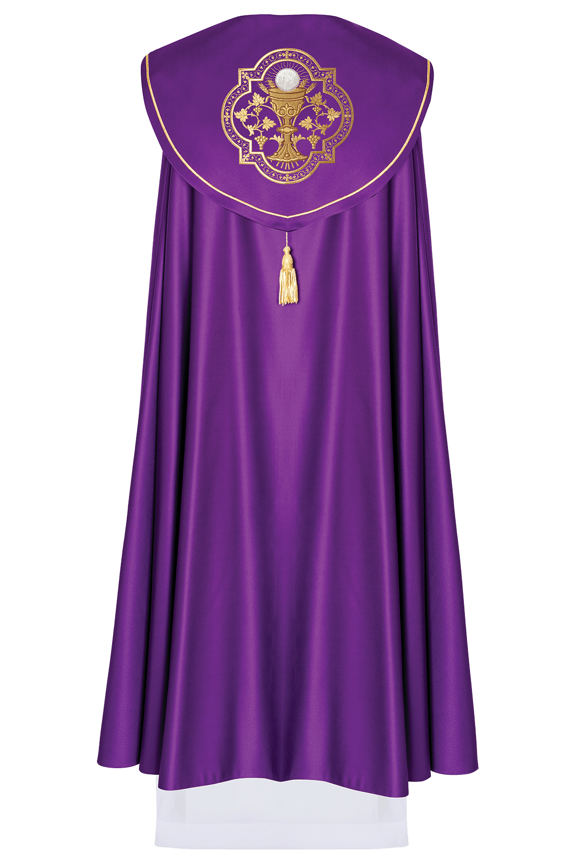 Kapa liturgiczna z haftowanym kielichem w kolorze fioletowym