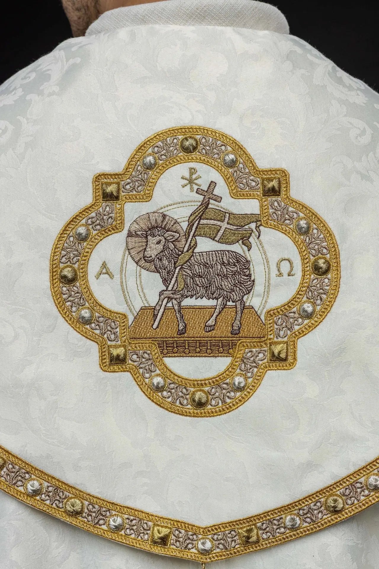 Cope with Easter Lamb Embroidery on Decorative Fabric