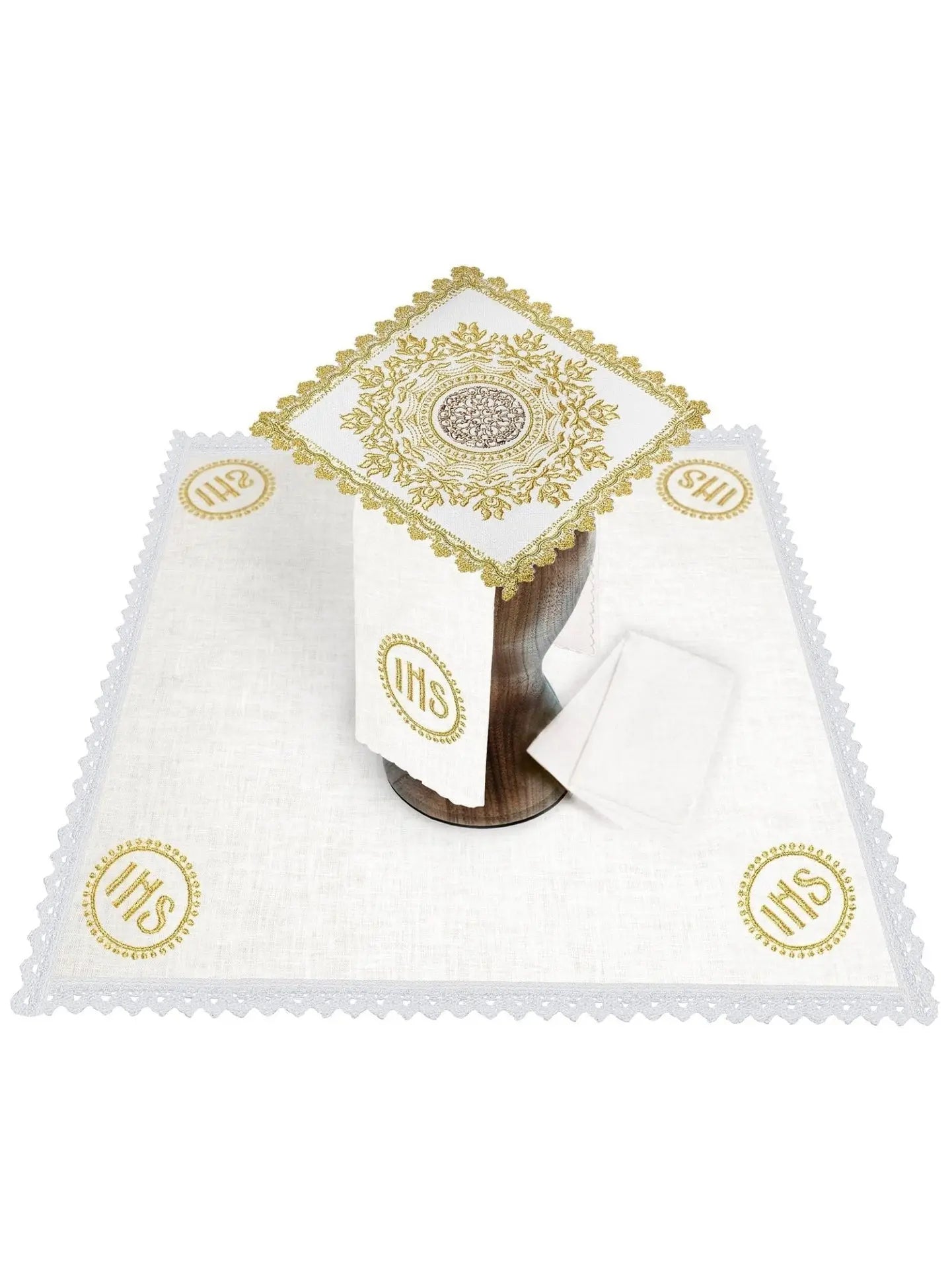 Ensemble de calice richement brodé avec motif IHS