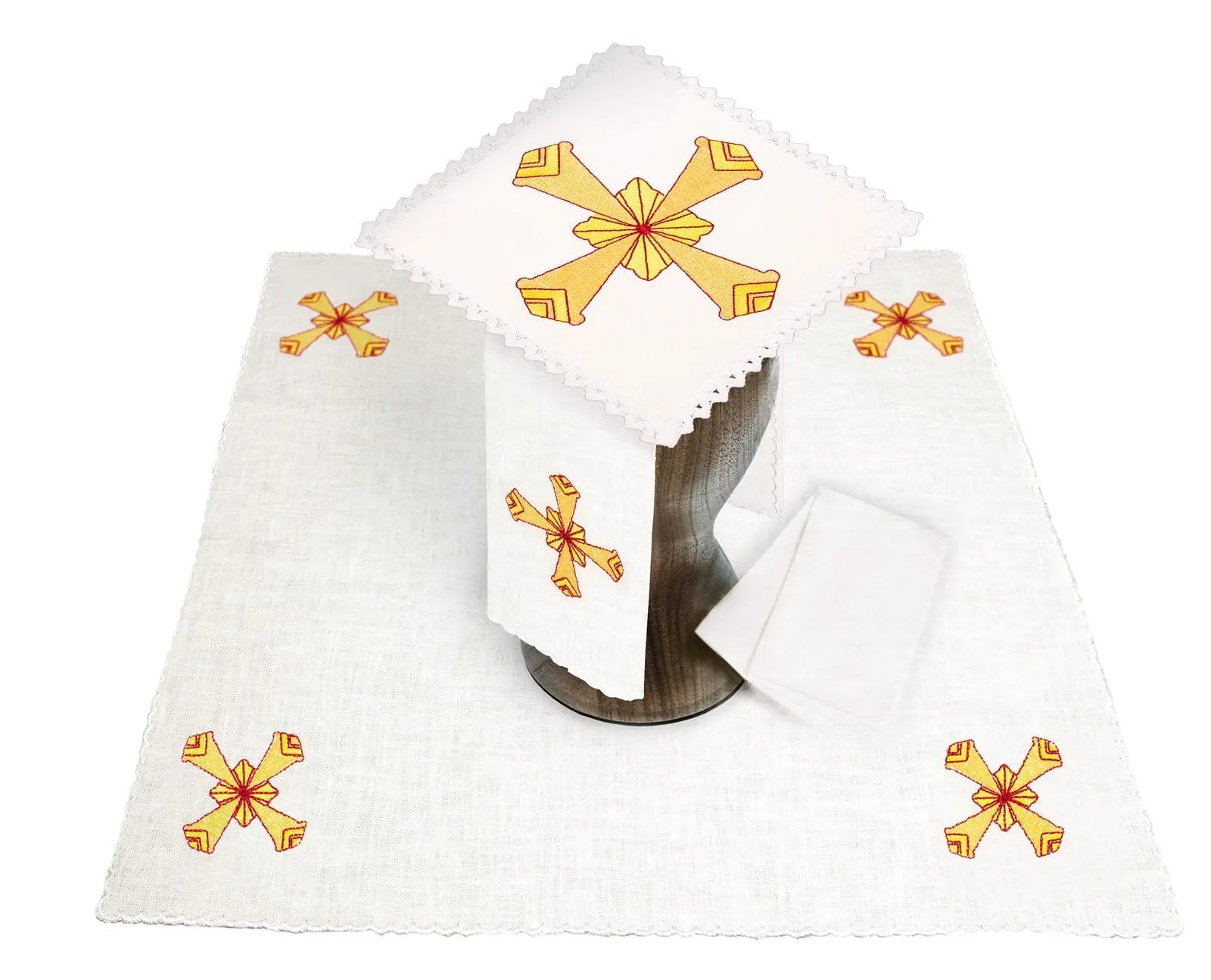 Ensemble de linge de calice avec croix de broderie eucharistique